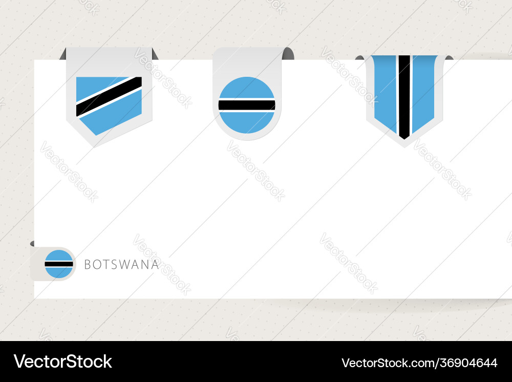 Label flag collection botswana in different Vector Image