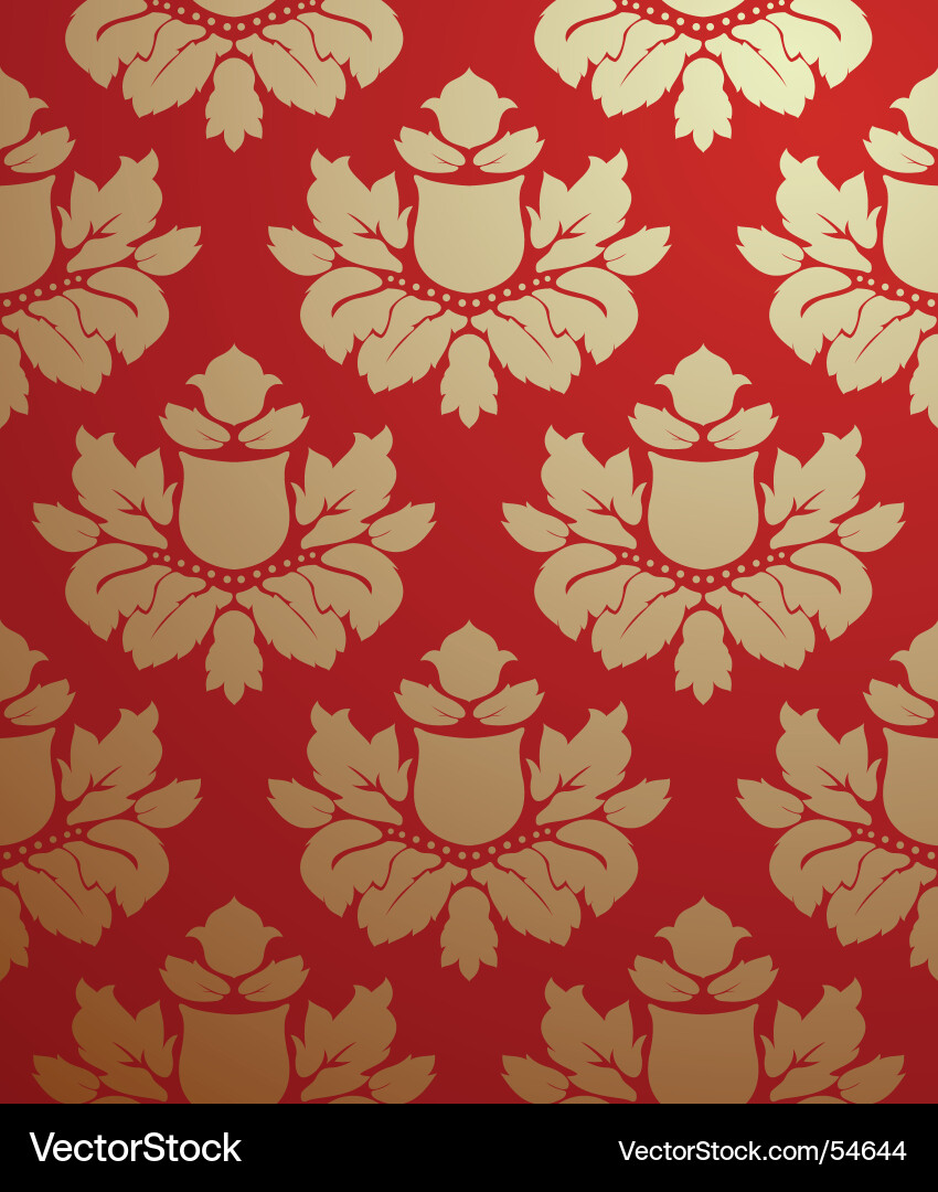 Ornate Gold and Red Damask Pattern vector image