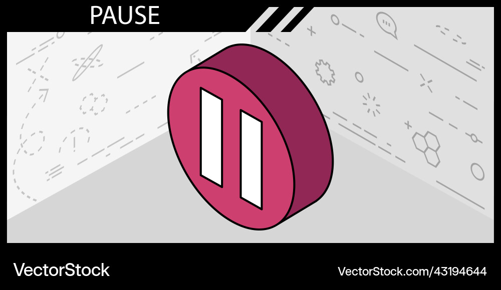 Pause isometric design icon web 3d colorful vector image