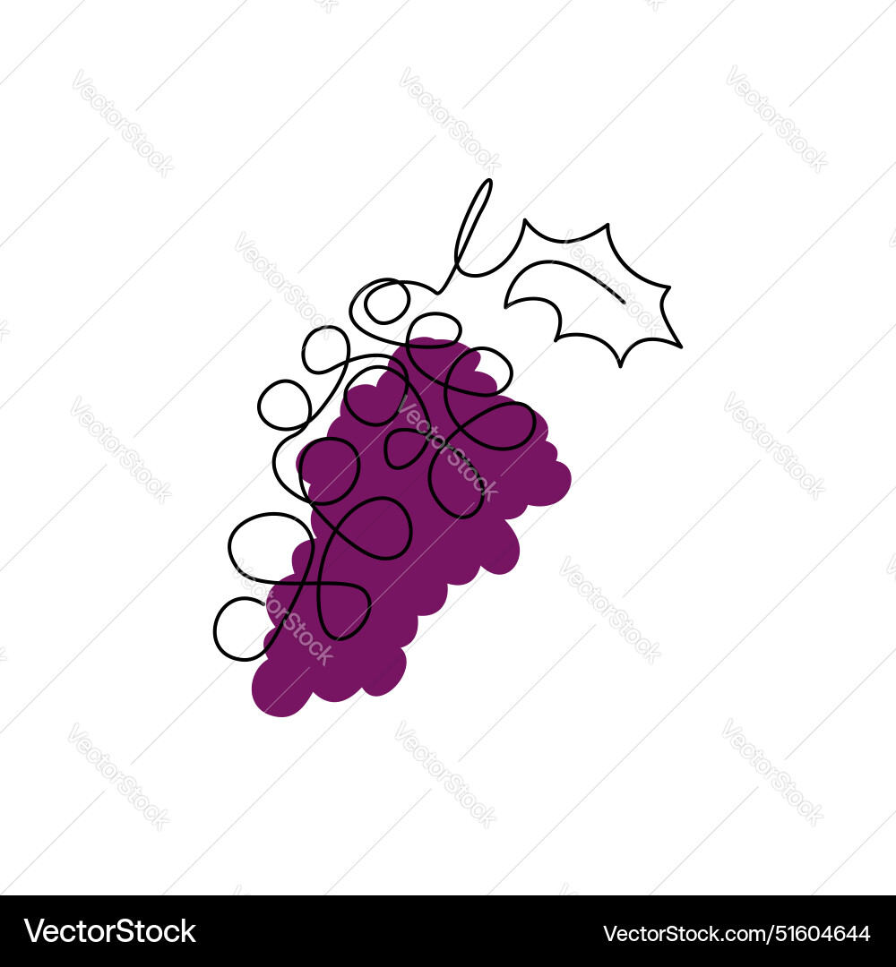 Red grapes single continuous contour drawing Red grapes single continuous contour drawing vector image