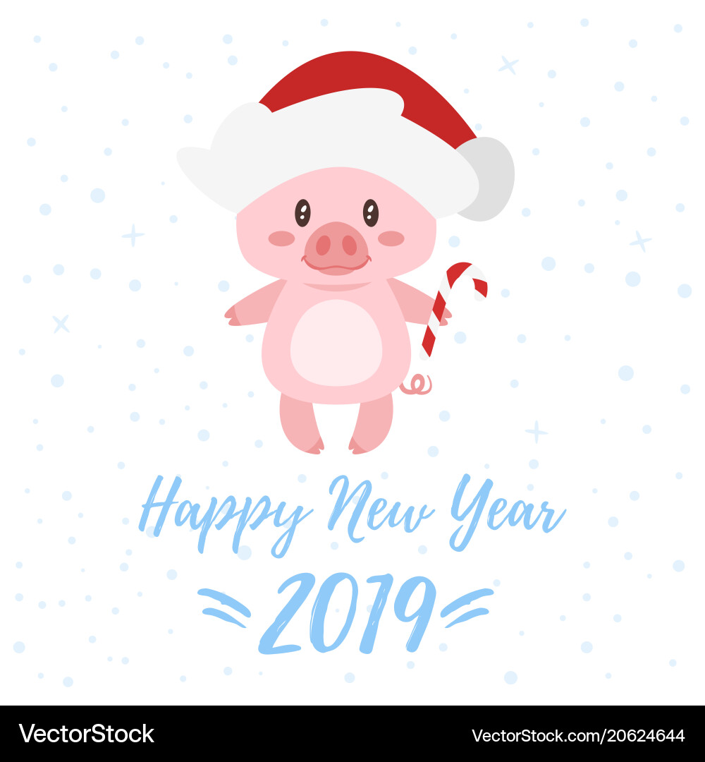 Süße Schwein Neujahr Grußkarte Vektorbild