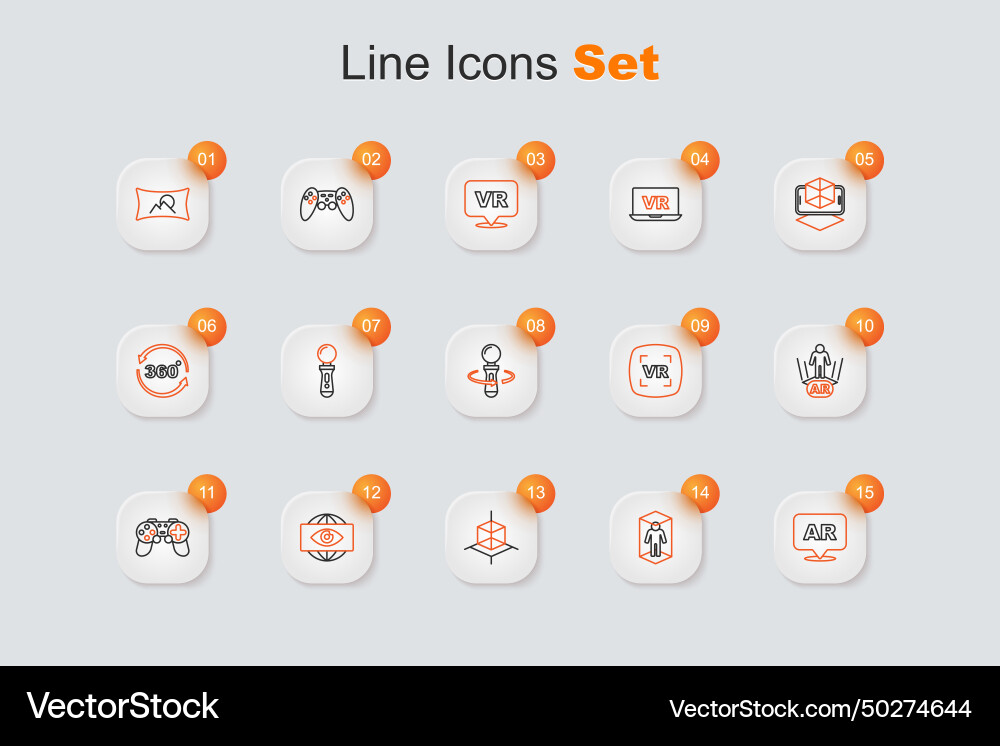 Set line augmented reality ar 3d modeling big Set line augmented reality ar 3d modeling big vector image