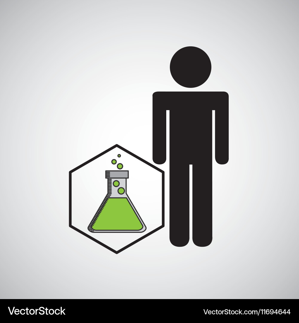 Silhouette with flask filled element laboratory vector image