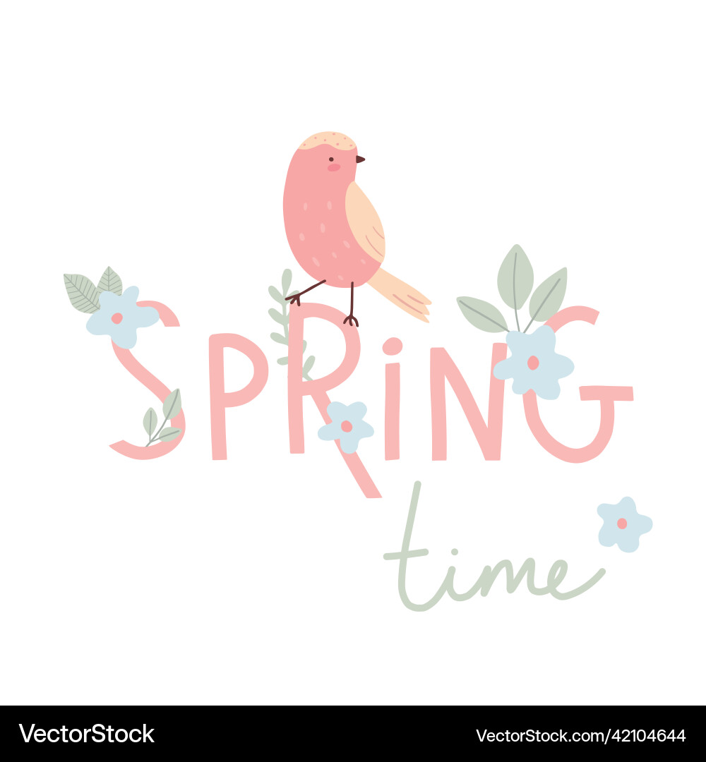 Spring time card with bird Vector Image
