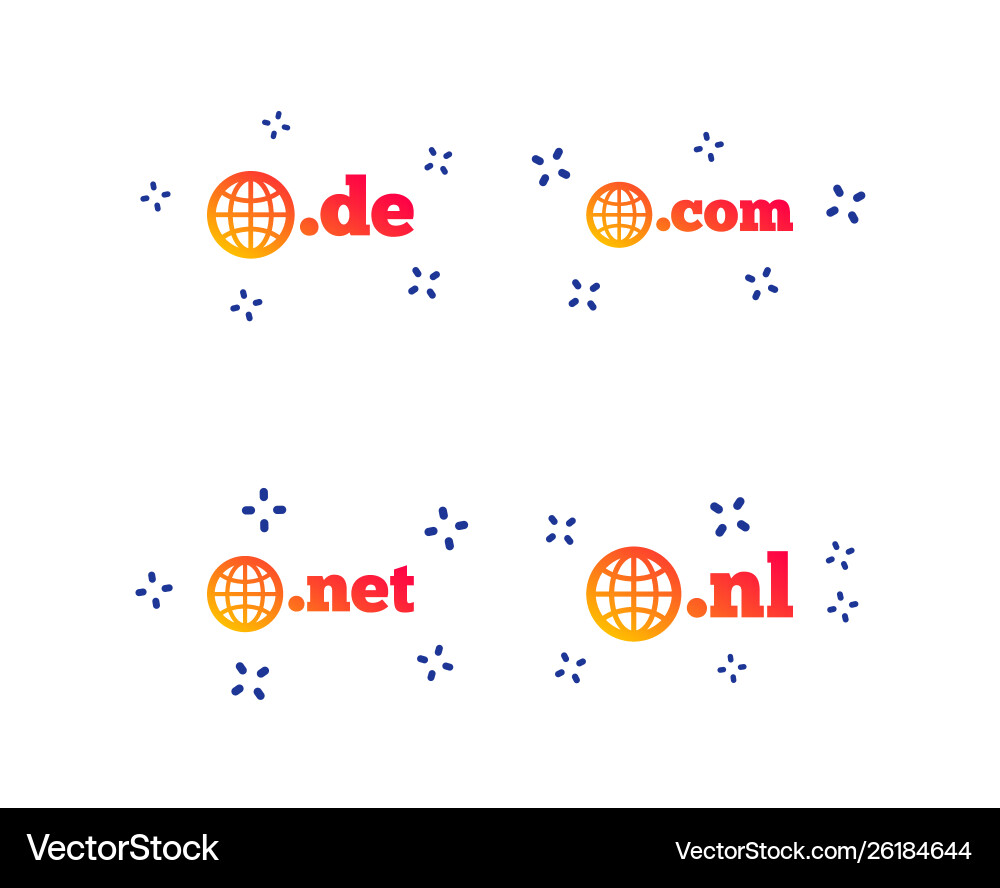 Top-level domains signs de com net and nl Vector Image