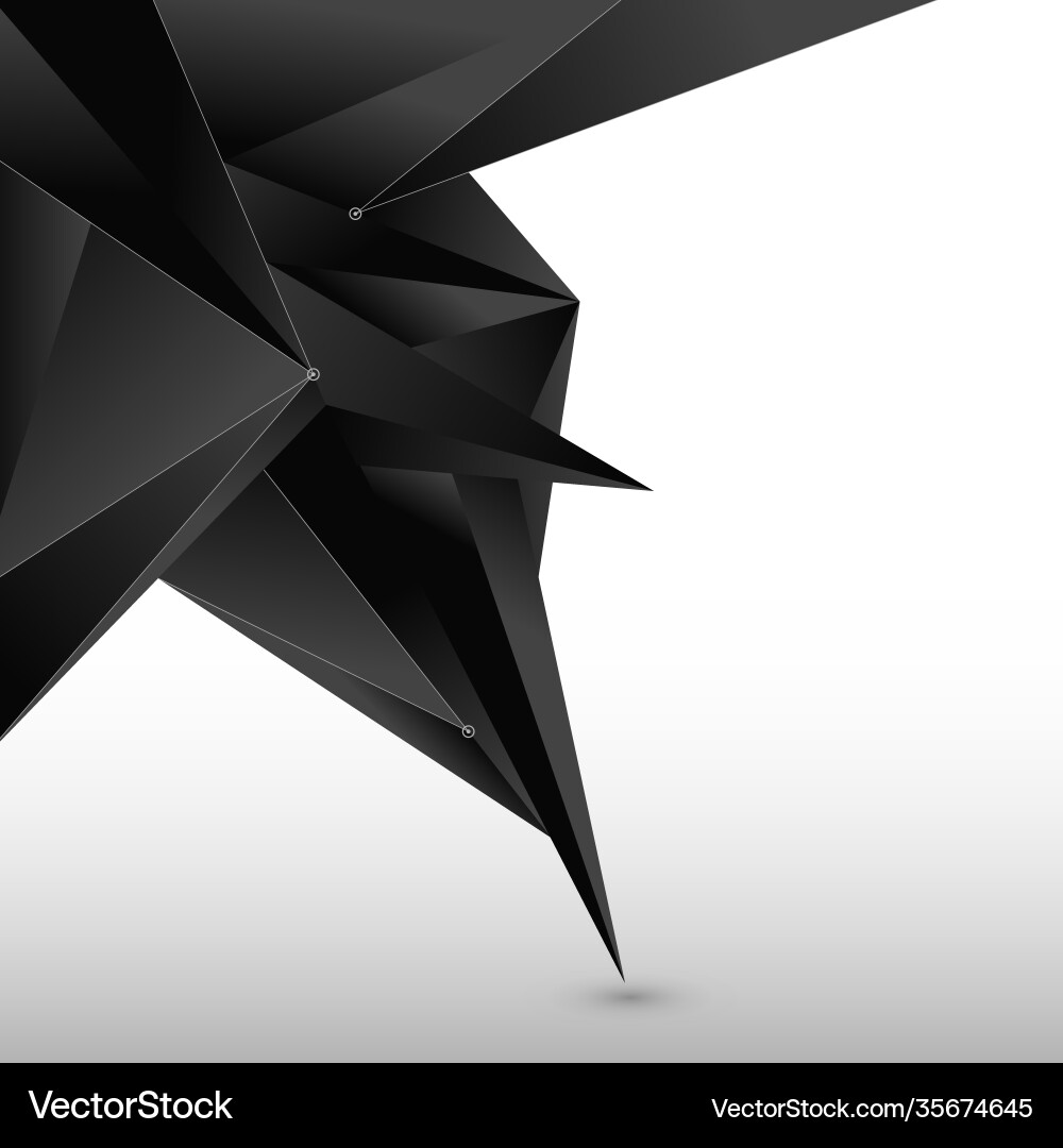 Abstract 3d black polygon form with line and node Abstract 3d black polygon form with line and node vector image