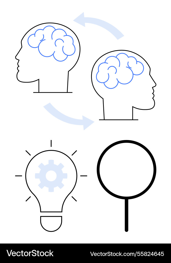 Brainstorming process highlighted with knowledge Vector Image