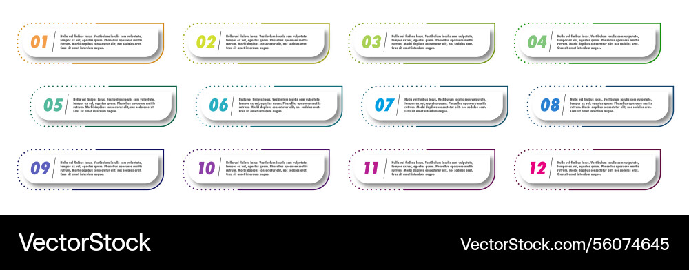 Bullet points numbers from 1 to 12 list markers Bullet points numbers from 1 to 12 list markers vector image