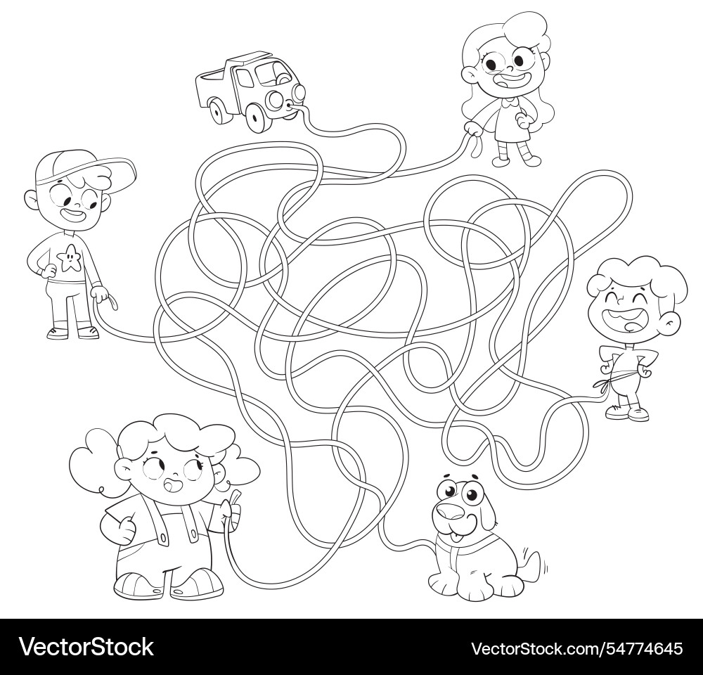 Children logic game to pass the maze coloring Children logic game to pass the maze coloring vector image