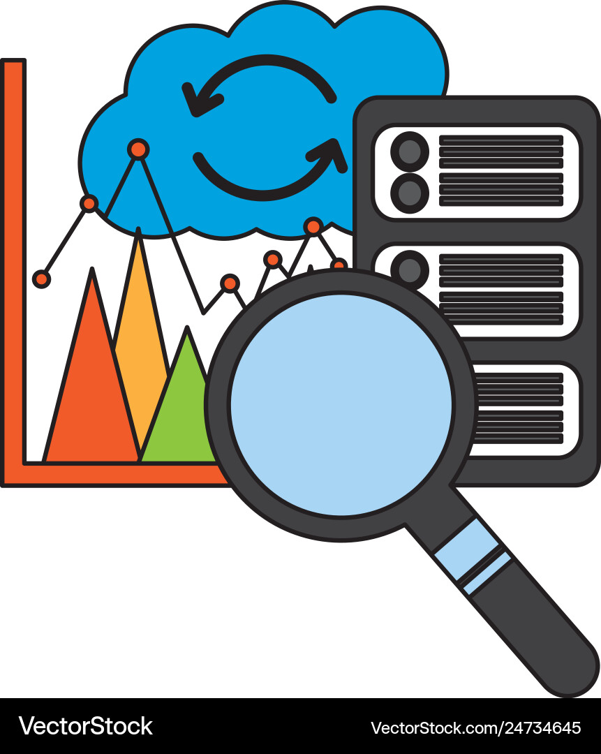 Cloud computing with server and set icons vector image