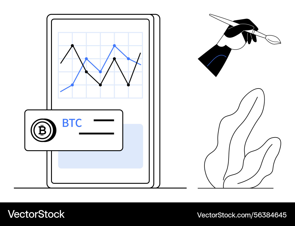 Cryptocurrency analytics on mobile device Cryptocurrency analytics on mobile device vector image