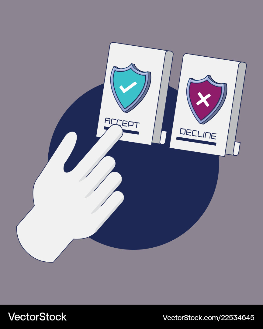 Data security with hand selection accept Data security with hand selection accept vector image