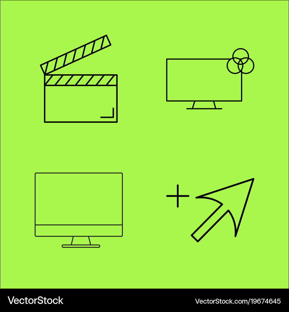 Design elements simple linear outline icon set vector image