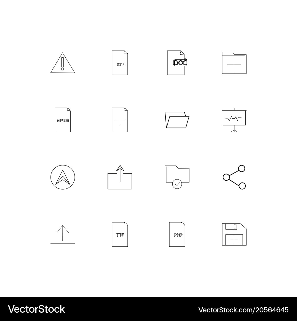 Files and folders sign simple linear icons set Vector Image