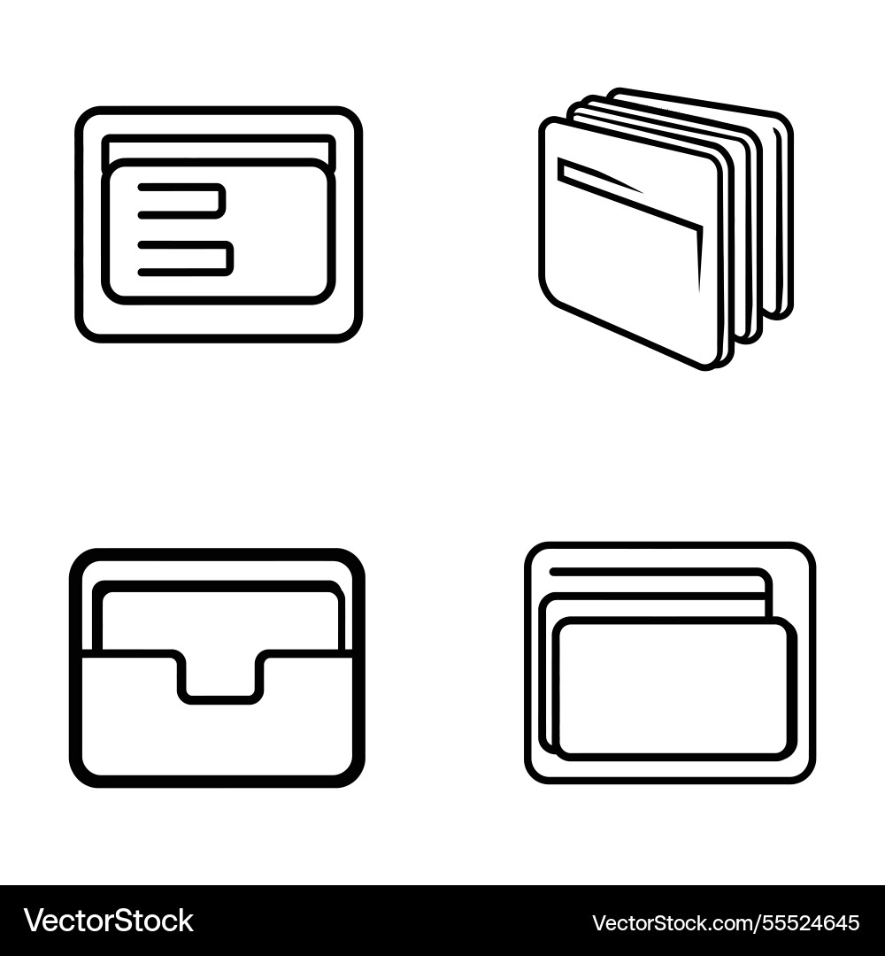 Folders icons set outline for web design Vector Image