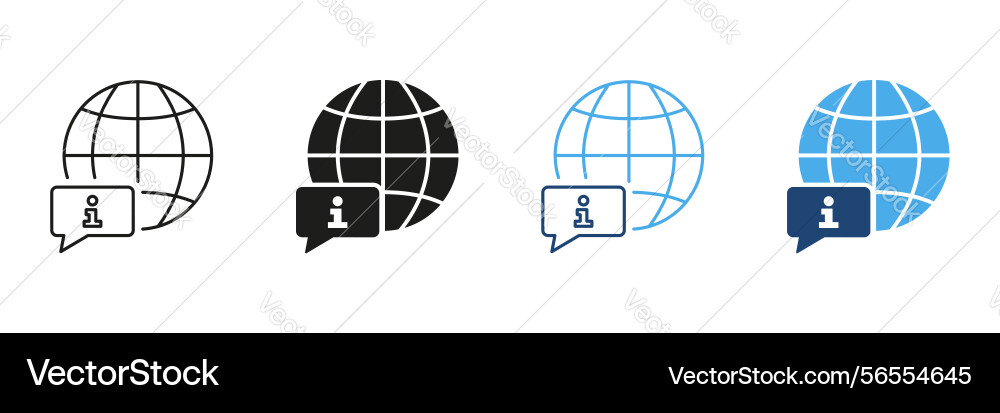 Globe with information speech bubble icon set Globe with information speech bubble icon set vector image