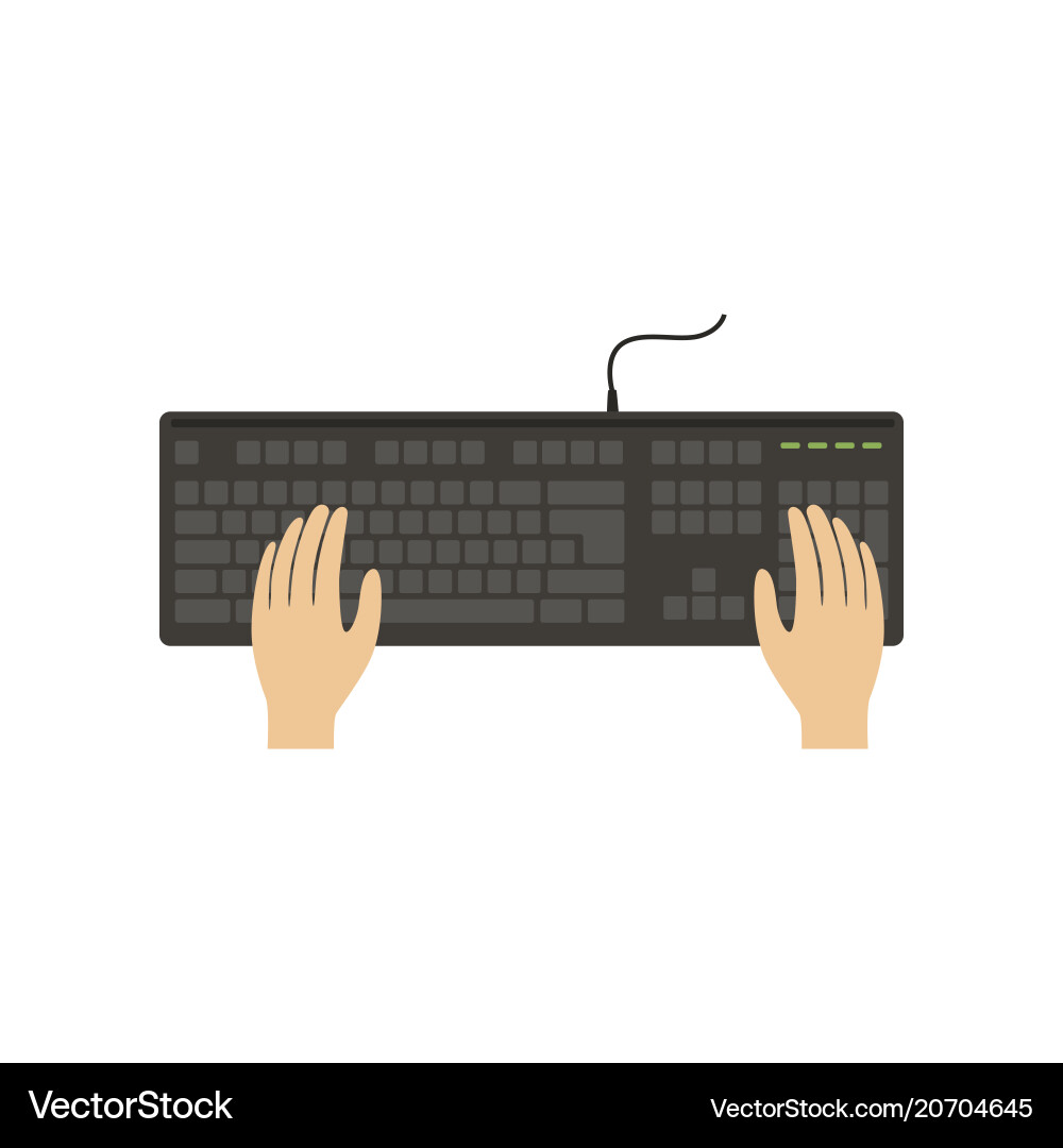 Hands on computer keyboard working place Hands on computer keyboard working place vector image