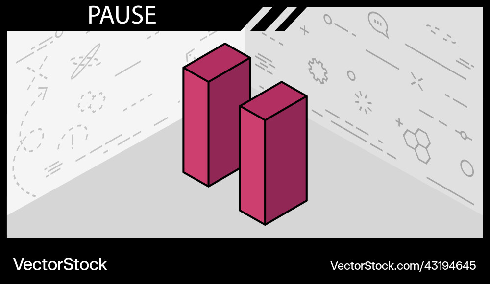 Pause isometric design icon web 3d colorful Pause isometric design icon web 3d colorful vector image