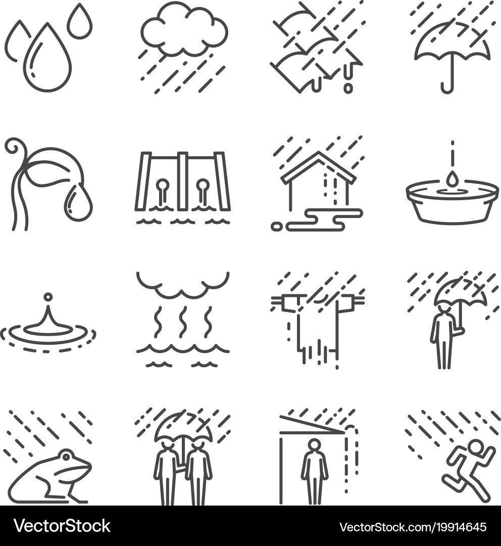 Rain Icon Set - Weather Symbols Vector Image