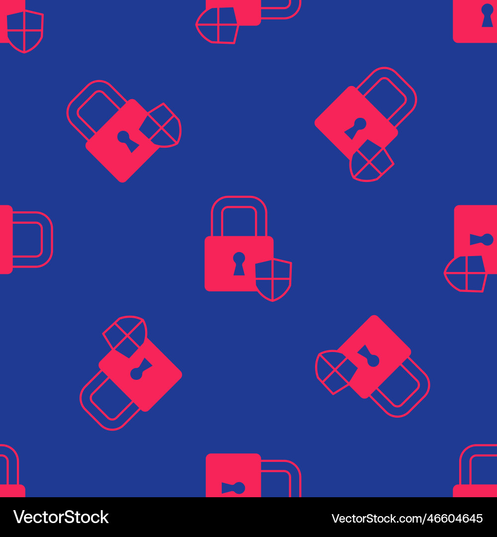 Red shield security with lock icon isolated Red shield security with lock icon isolated vector image