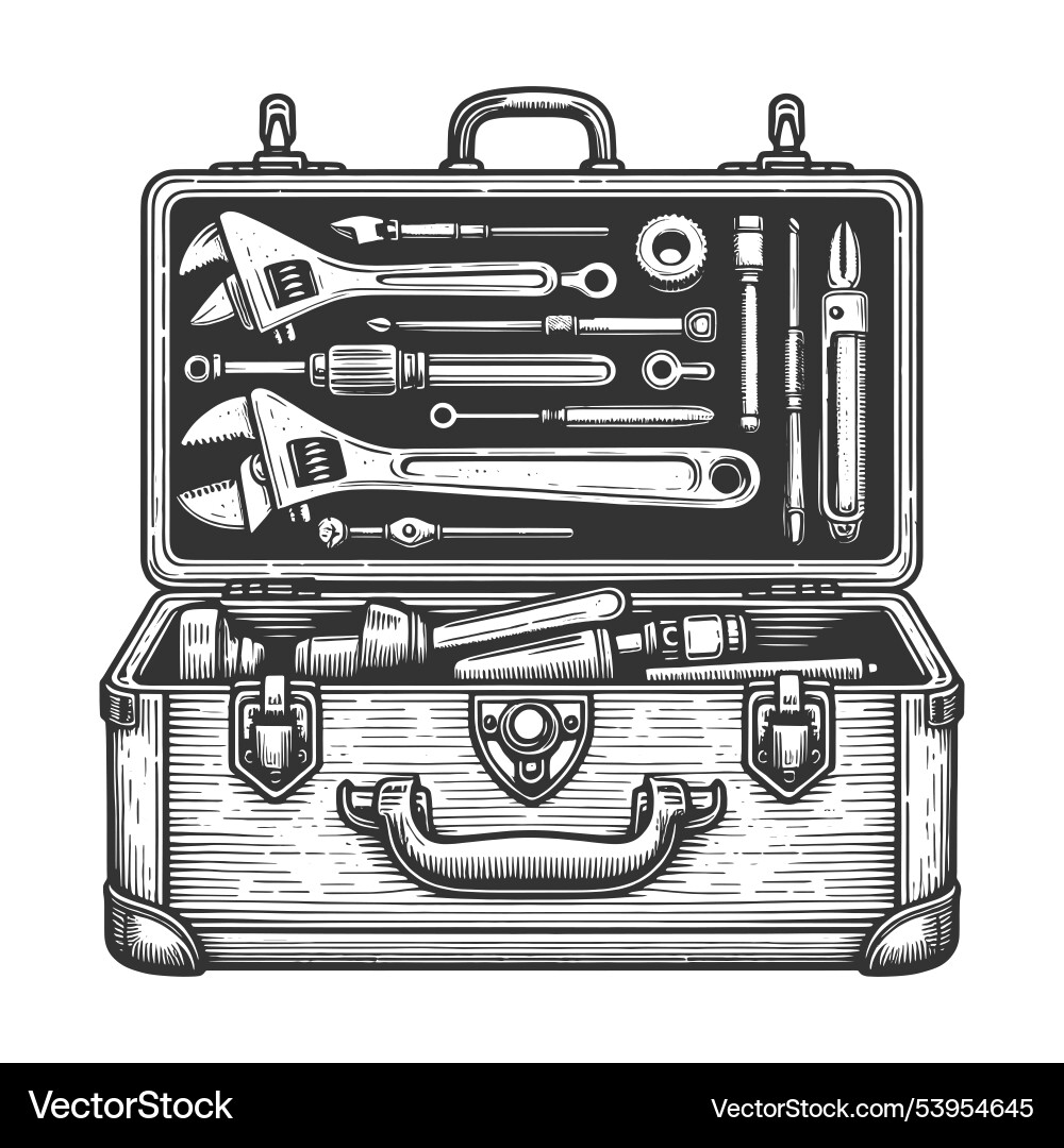 Retro Toolbox Sketch Vector Image
