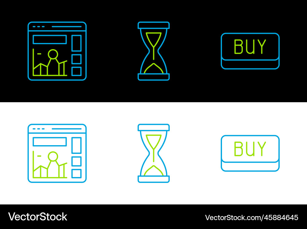 Set line buy button website with growth graph Set line buy button website with growth graph vector image