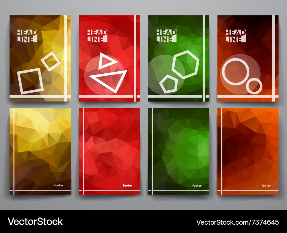 Set of abstract brochures in poligonal style vector image
