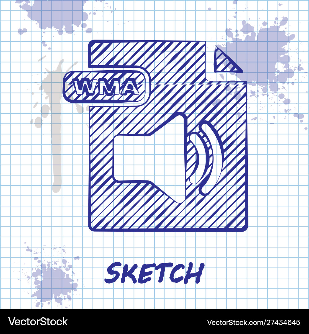 Sketch line wma file document download button Vector Image
