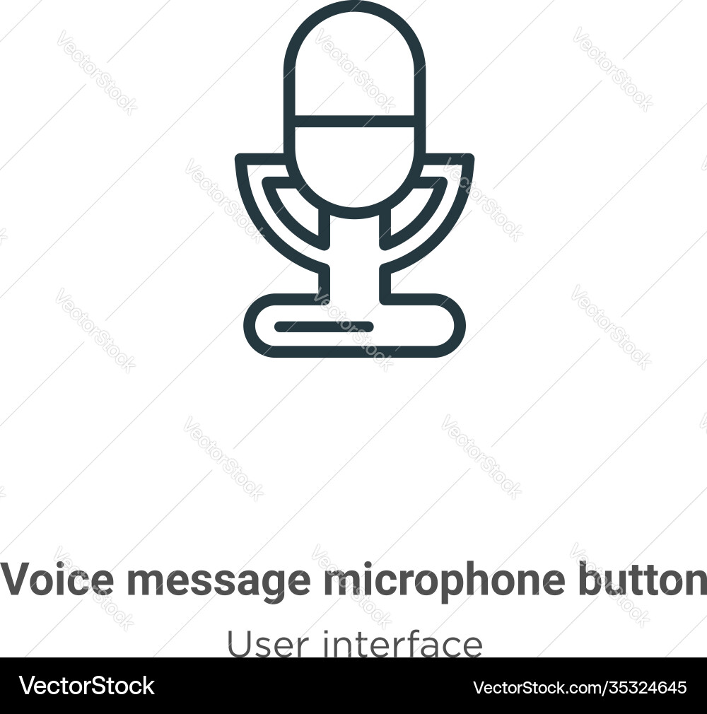 Voice message microphone button outline icon thin vector image