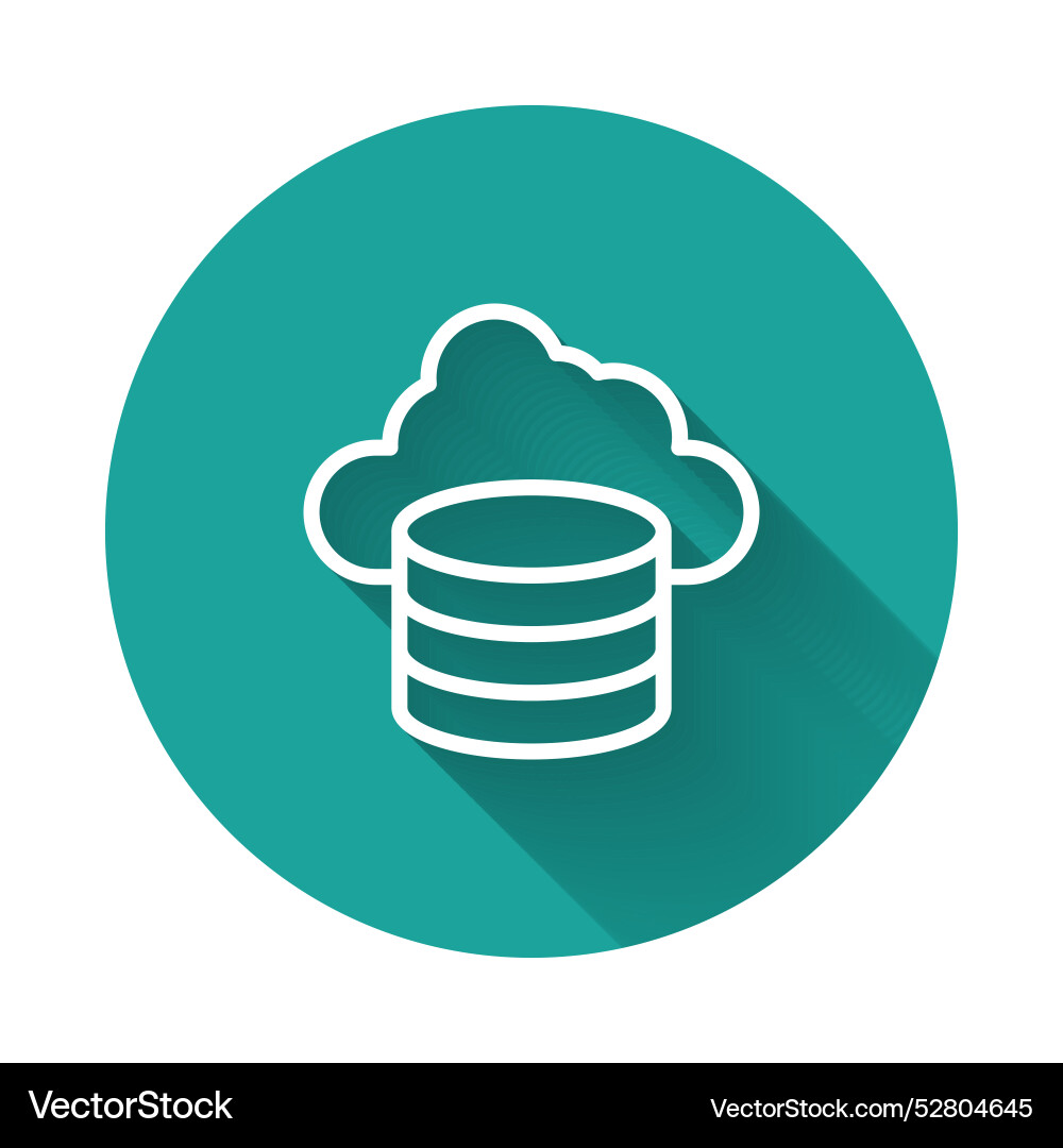 White line cloud database icon isolated with long White line cloud database icon isolated with long vector image
