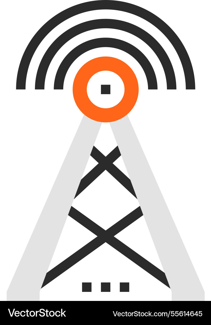 Wireless antenna flat line web icon concept Vector Image
