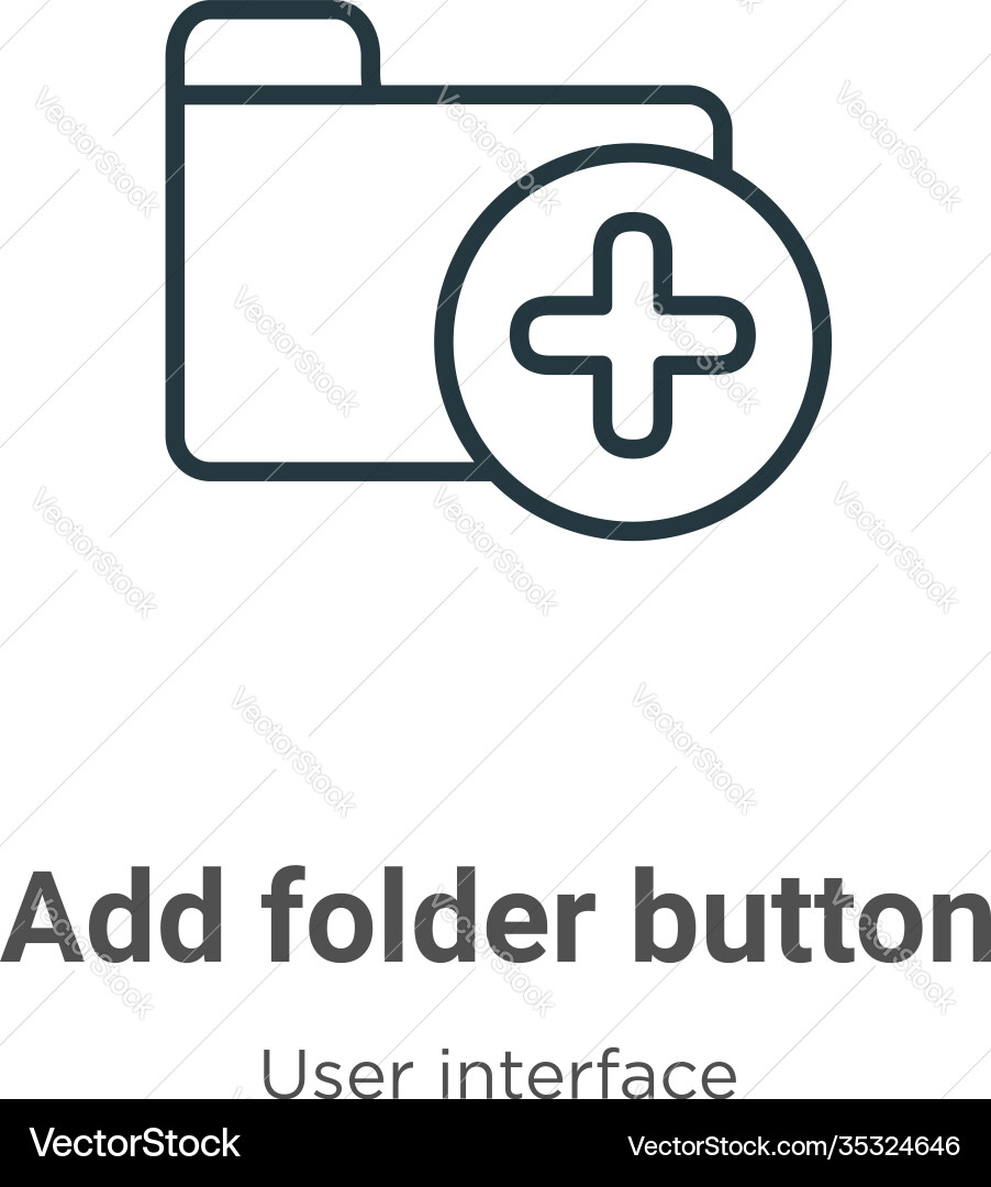 Add folder button outline icon thin line black vector image