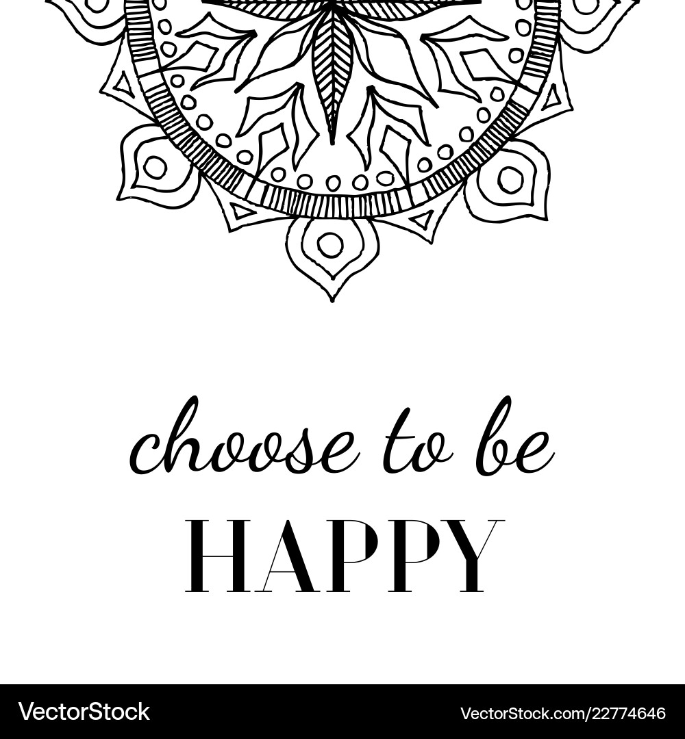 Boho Happy Mandala Poster Vektorbild