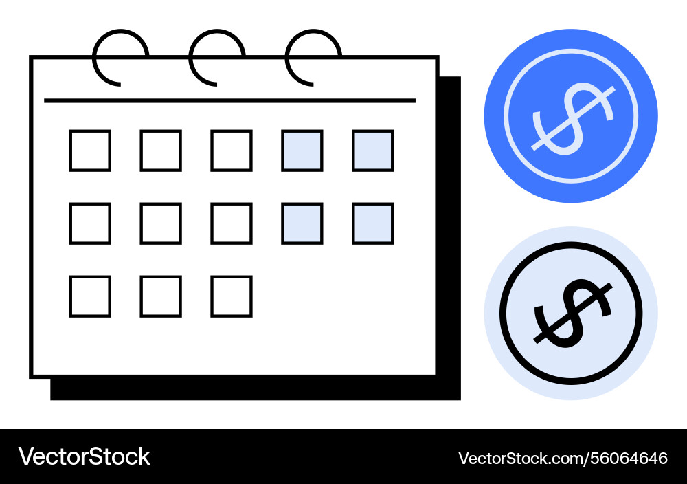 Calendar with marked dates and dollar icons Calendar with marked dates and dollar icons vector image