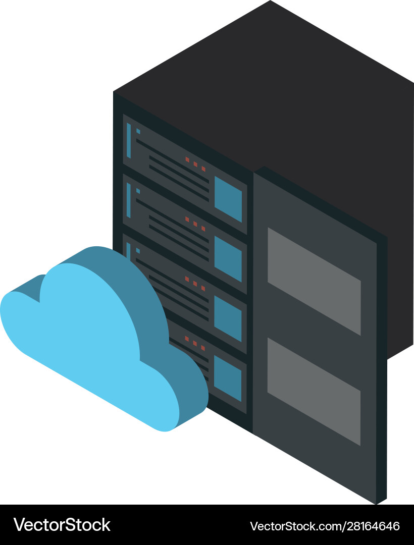 Data server tower with cloud computing vector image