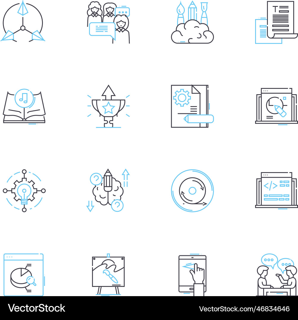 Data writing linear icons set analysis excel Data writing linear icons set analysis excel vector image