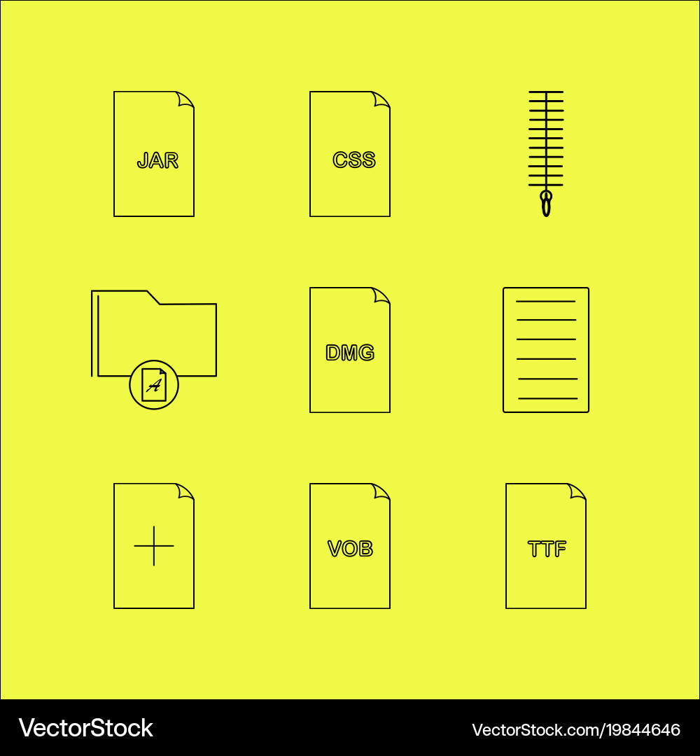 Files and folders linear icon set simple outline vector image