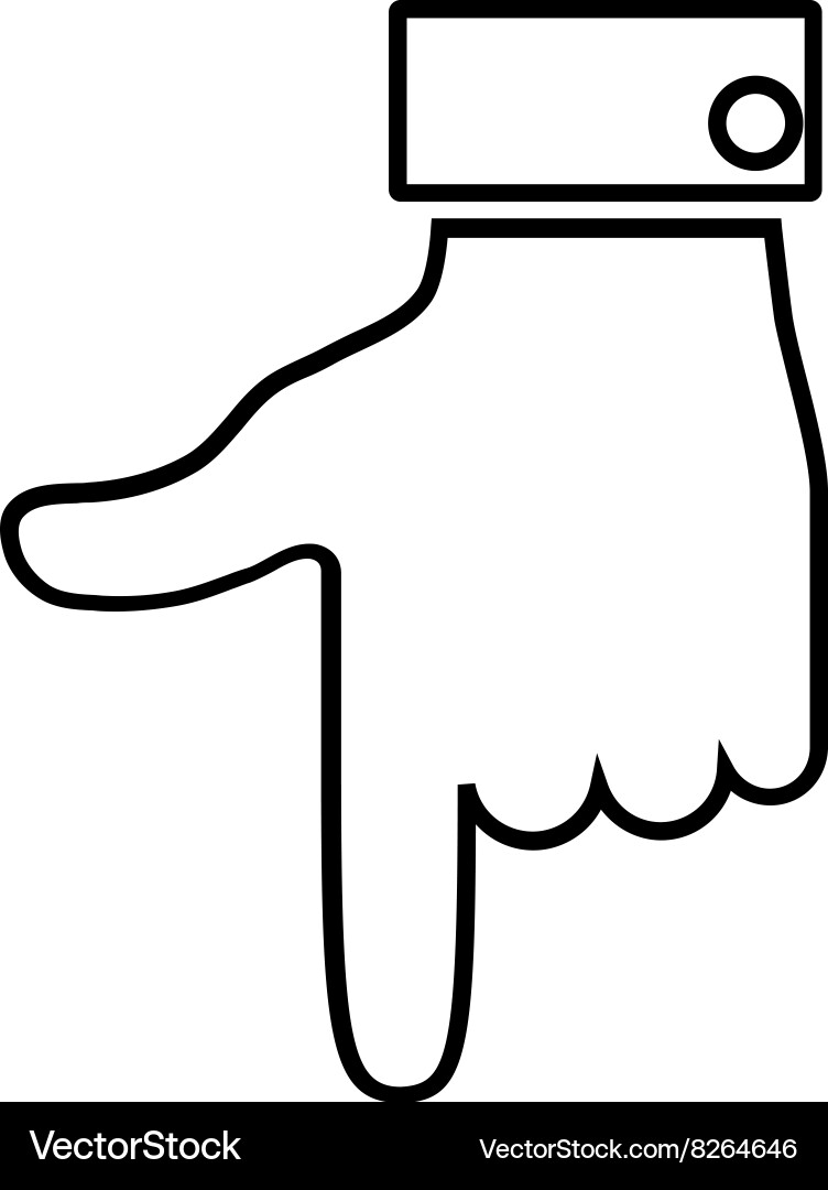 Hand pointer down thin line icon vector image
