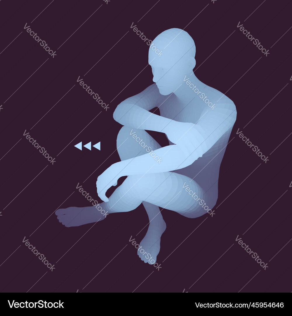 Man in a thinker pose 3d model of Man in a thinker pose 3d model of vector image