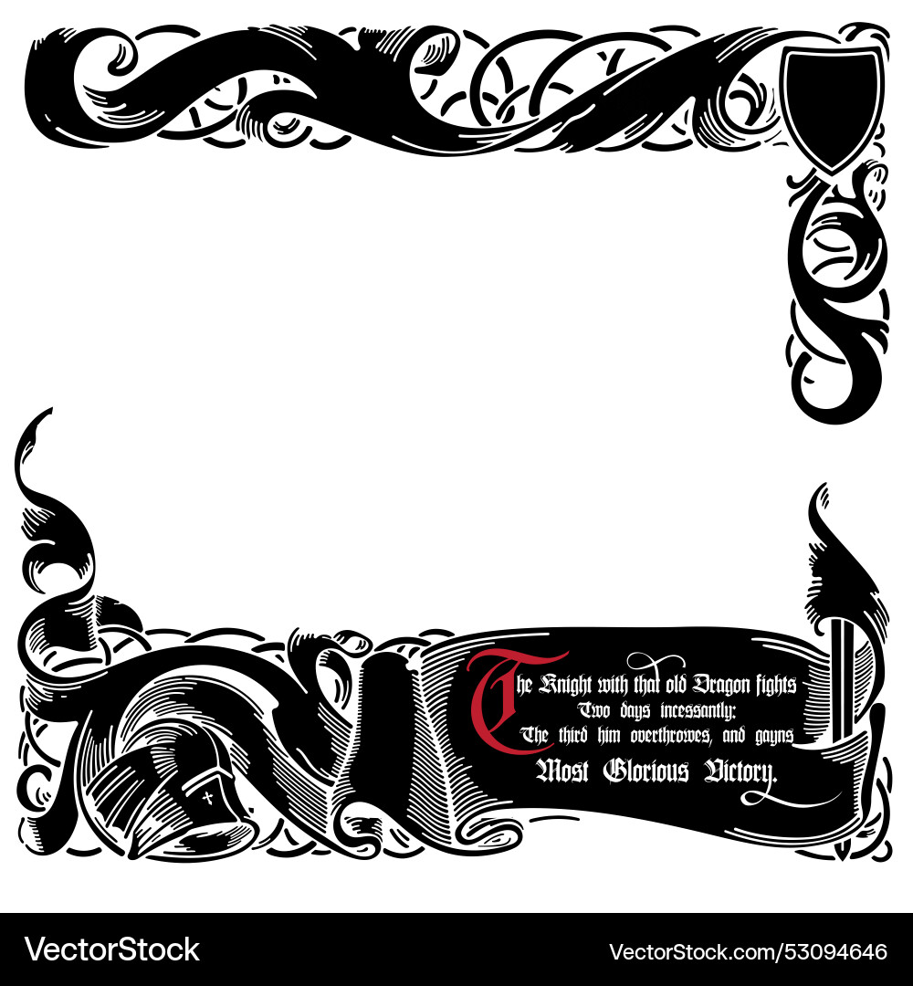 Medieval style design frame drawn in knightly Medieval style design frame drawn in knightly vector image