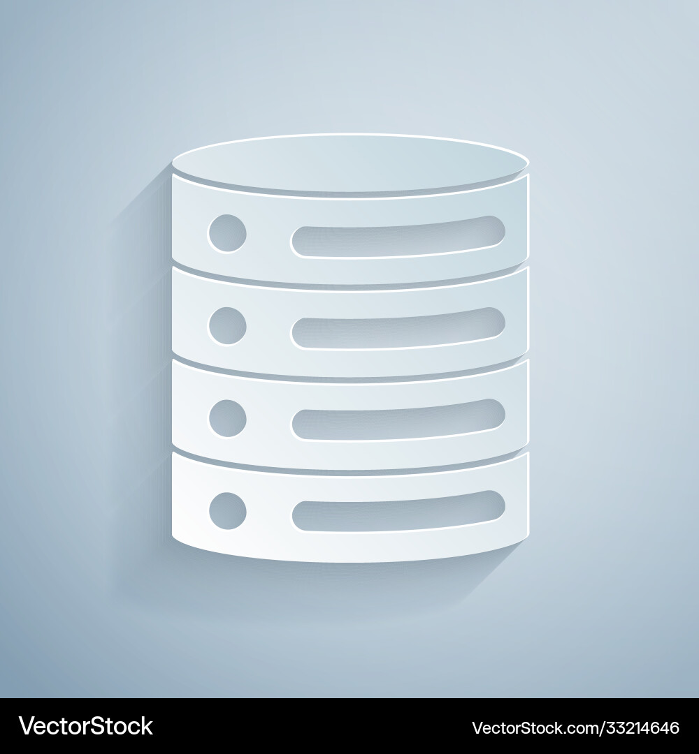 Paper cut server data web hosting icon isolated Vector Image