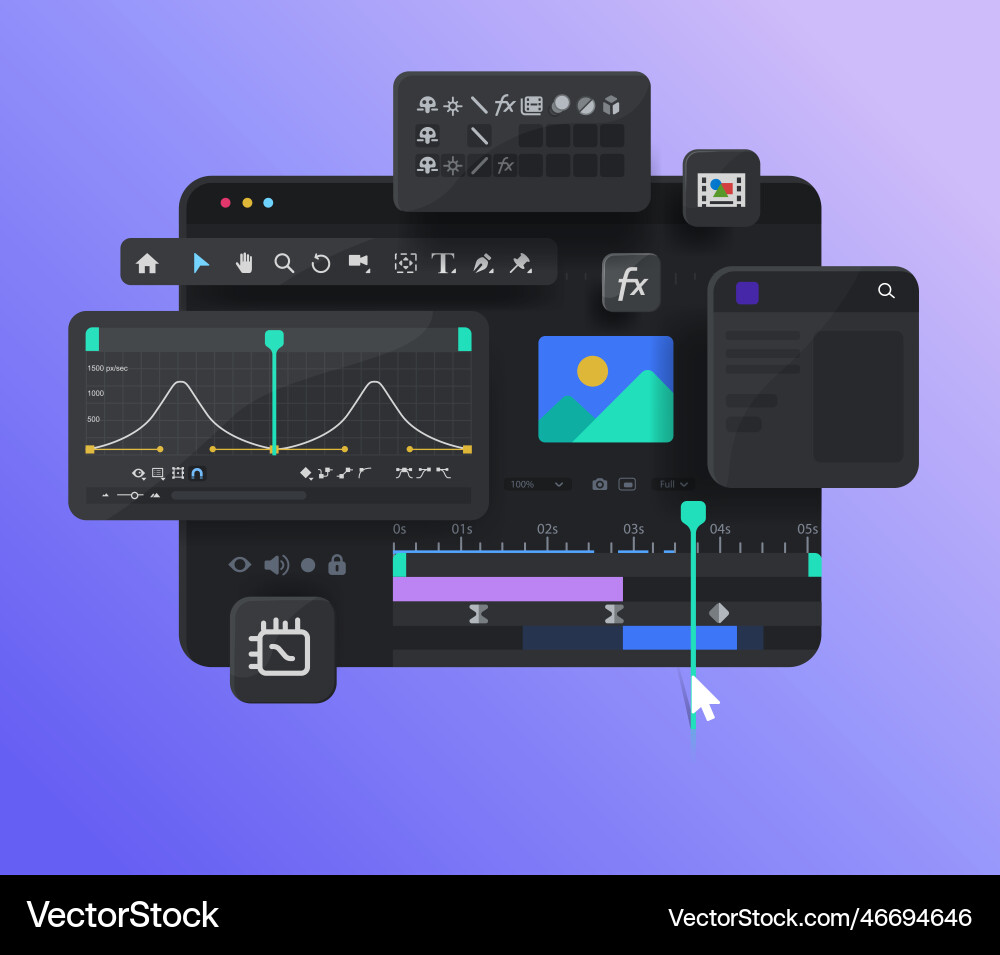Program interface for motion designer working vector image