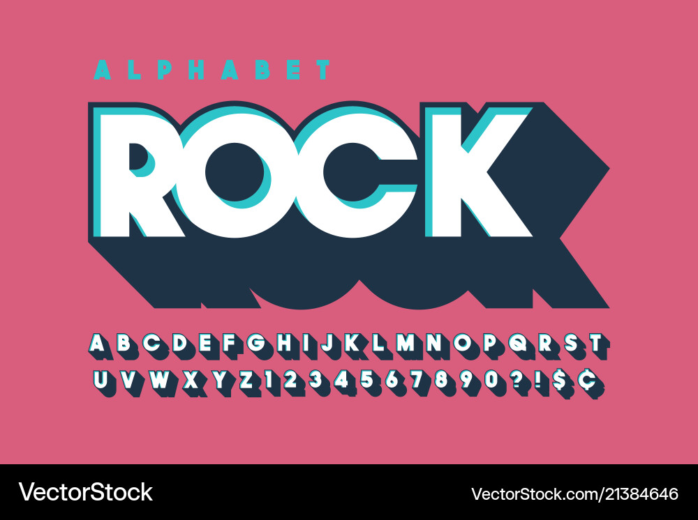 Retro 3D Display Font - Letter Set vector image