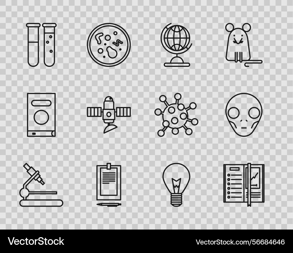 Set line microscope notebook earth globe Set line microscope notebook earth globe vector image