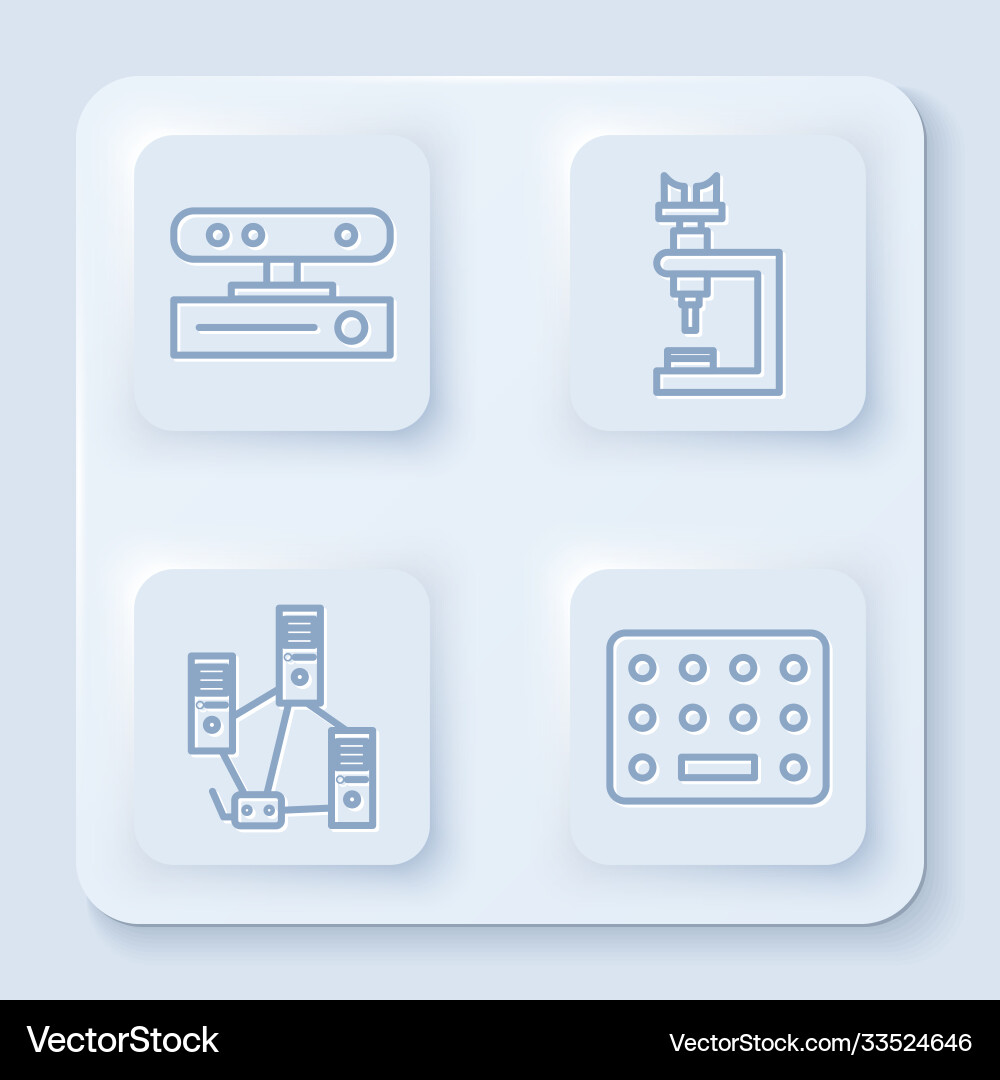 Set line motion sensor microscope computer Set line motion sensor microscope computer vector image