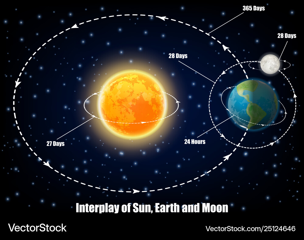 Sun Earth Moon System Dynamics vector image