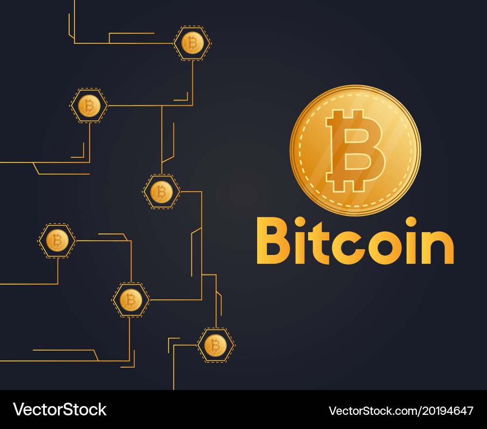 Bitcoin cryptocurrency on black background style Vector Image