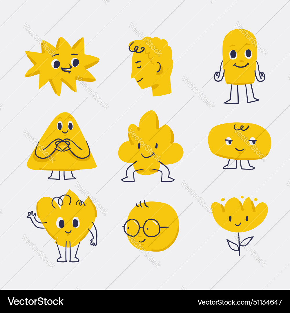 Character sketches doodle design element set vector image