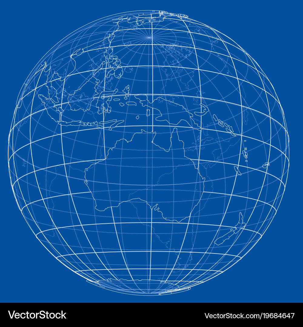Globe contour rendering of 3d vector image