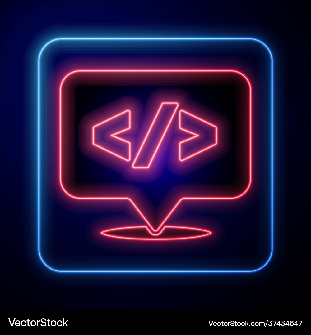 Glowing neon web design and front end development Glowing neon web design and front end development vector image